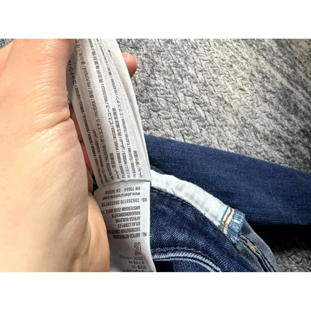 Hollister High Rise Super Skinny Crop Jeans Women 5R 27x26 Blue Denim Distressed